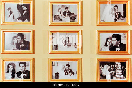 LAS VEGAS, NV - 10. NOVEMBER – Elvis und Priscilla Presley Hochzeit im Aladdin Hotel, Las Vegas, Nevada, am 10. November 1997. Stockfoto