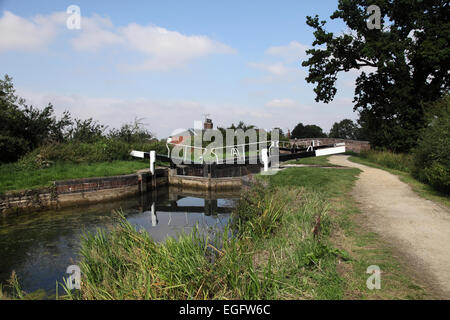 Schlösser an der Grantham Kanal in der Nähe von Vale Belvoir, Lincolnshire Stockfoto