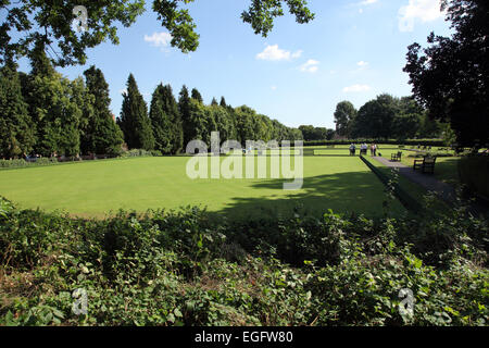 Bowling Green in Rockingham Road Park, Kettering, Northamptonshire, Grünflächen, Freizeit-Anlage Stockfoto