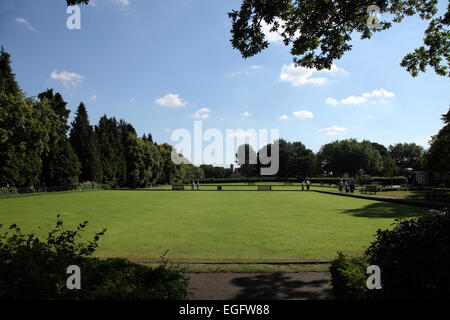 Bowling Green in Rockingham Road Park, Kettering, Northamptonshire, Grünflächen, Freizeit-Anlage Stockfoto