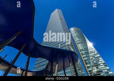 Madrid, Puerta de Europa Spain.Cuatro Torres Busin Stockfoto