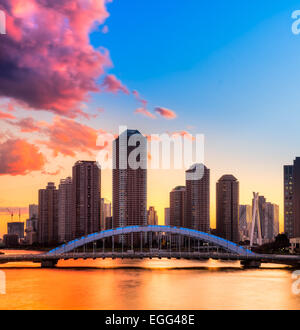 Tokyo, Japan Wohn Wolkenkratzer auf Tsukushima Island. Stockfoto