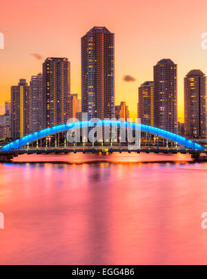 Tokyo, Japan Wohn Wolkenkratzer auf Tsukushima Island. Stockfoto