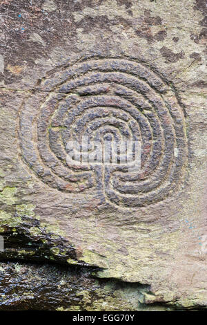 "Rocky Valley" Labyrinth, Felszeichnungen, Cornwall, England, UK Stockfoto