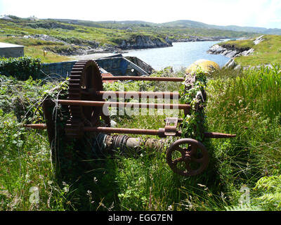 alte Boot Seilwinde Ring aus beara Stockfoto