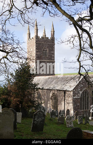 Morwenstow Kirche und Friedhof, Cornwall, England, UK Stockfoto