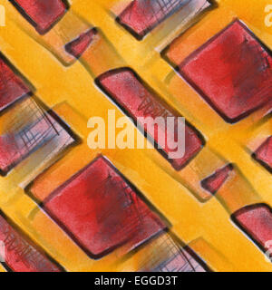 Blots rote Quadrate nahtlose Hintergrund malen Stockfoto