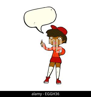 Cartoon-Skater-Girl geben Daumen nach oben Symbol mit Sprechblase Stock Vektor