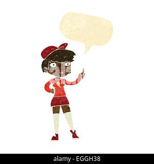 Cartoon-Skater-Girl geben Daumen nach oben Symbol mit Sprechblase Stock Vektor