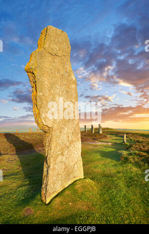 Ring of Brodgar, 2.500 bis ca. 2.000 v. Chr., eine neolithische Steinkreis oder Henge ein UNESCO-Weltkulturerbe, Orkney, Schottland Stockfoto