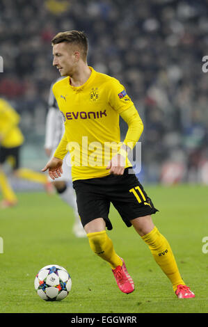 Turin, Italien. 24. Februar 2015. Champions League Fußball. Juventus Turin gegen Borussia Dortmund. Marco Reus von Borussia Dortmund am ball. Bildnachweis: Aktion Plus Sport/Alamy Live-Nachrichten Stockfoto