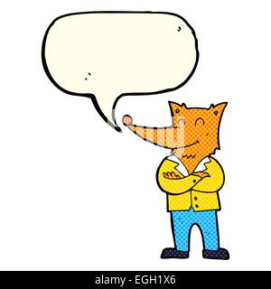 Cartoon-Fuchs in Hemd mit Sprechblase Stock Vektor