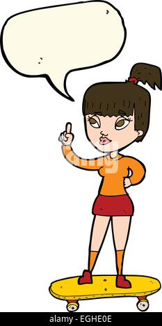Cartoon-Skater-Girl mit Sprechblase Stock Vektor