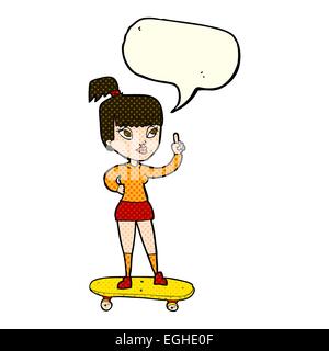 Cartoon-Skater-Girl mit Sprechblase Stock Vektor
