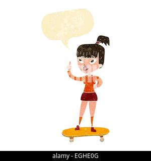 Cartoon-Skater-Girl mit Sprechblase Stock Vektor