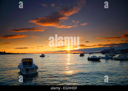 Sonnenuntergang Landschaft, Novalja, Kroatien Stockfoto