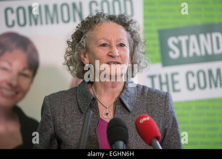 Baronin Jenny Jones von Mouselcoomb anlässlich der Einführung der grünen Partei Wahlkampf Stockfoto