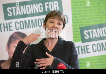 Caroline Lucas, MP für Brighton Pavilion, spricht bei der Vorstellung von der grünen Partei Wahlkampf Stockfoto