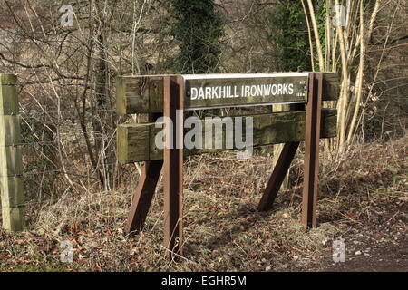 Darkhill Eisenhütte Eisenbahn Zeichen, Stockfoto