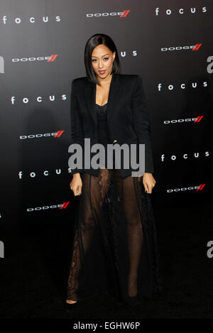 Hollywood, Los Angeles, Kalifornien, USA. 24. Februar 2015. Deutsch-US-Schauspielerin Tia Mowry kommt für die Welt Premiere of Warner Bros Pictures 'Focus' in TCL Chinese Theater in Hollywood, Los Angeles, Kalifornien, USA, 24. Februar 2015. Foto: Hubert Boesl /dpa - NO-Draht-SERVICE-/ Dpa/Alamy Live News Stockfoto