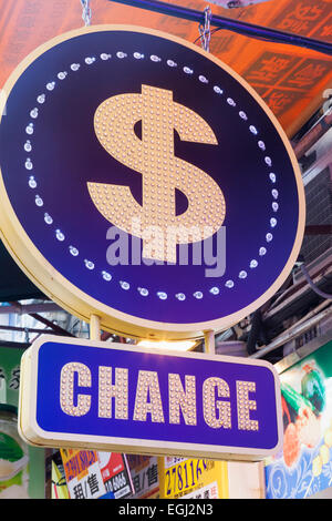 China, Hong Kong, Währungszeichen Exchange Stockfoto