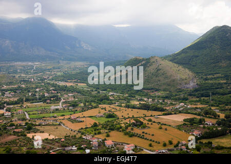 Panorama von Morano Calabro Dorf, Nationalpark Pollino, Sila, Kalabrien, Italien, Europa Panorama da Paese di Morano Calabro, Stockfoto