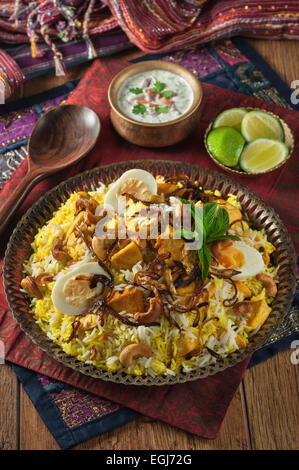 Hyderabadi Chicken Biryani indisches Essen Stockfoto