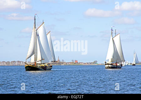 Traditionelle Segelschiffe auf dem IJsselmeer in den Niederlanden Stockfoto