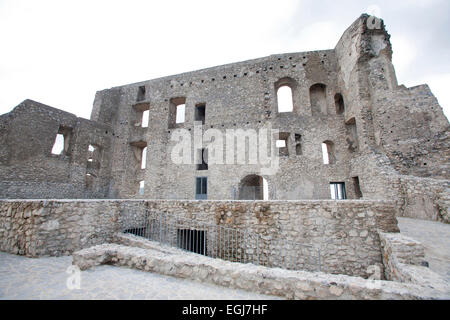 Normannisch-schwäbischen Schloss, Morano Calabro Dorf, Nationalpark Pollino, Sila, Kalabrien, Italien, Europa Stockfoto