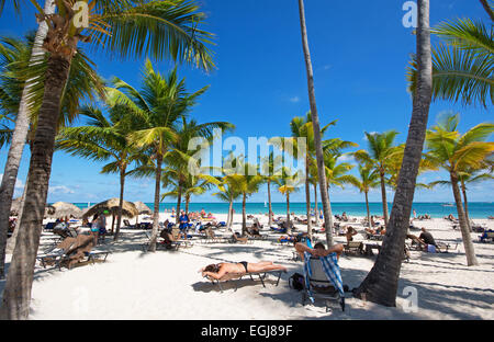 Dominikanische Republik. Strand von Punta Cana. 2015. Stockfoto