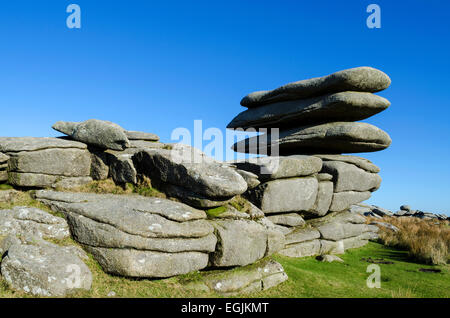 Granit Stein Stapel am rauen Tor auf Bodmin Moor in Cornwall, Großbritannien Stockfoto