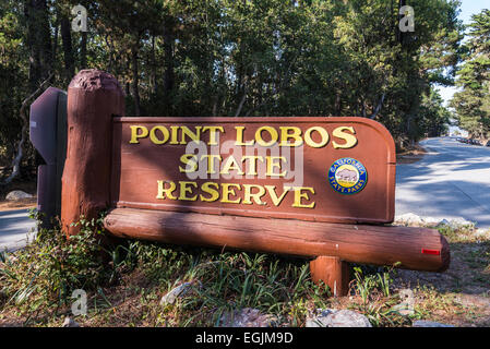 Point Lobos State Reserve unterzeichnen. Monterey County, Kalifornien, USA. Stockfoto