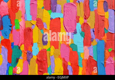 Textur, Hintergrund und buntes Bild ein original abstraktes Gemälde auf Leinwand. Stockfoto