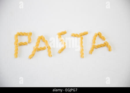 die Wort-Pasta Pasta geschrieben Stockfoto