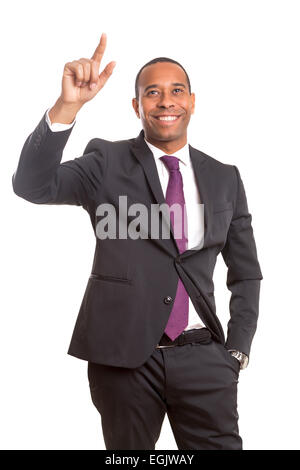 Afrikanischen Geschäftsmann Taste, isoliert auf weiß Stockfoto