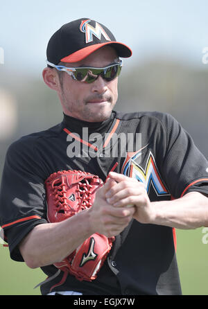 Jupiter, Florida, USA. 25. Februar 2014. Ichiro Suzuki (Marlins) MLB: Miami Marlins Frühling Trainingslager in Jupiter, Florida, Vereinigte Staaten von Amerika. © AFLO/Alamy Live-Nachrichten Stockfoto