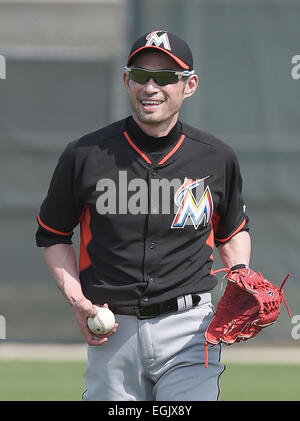 Jupiter, Florida, USA. 24. Februar 2014. Ichiro Suzuki (Marlins) MLB: Miami Marlins Frühling Trainingslager in Jupiter, Florida, Vereinigte Staaten von Amerika. © AFLO/Alamy Live-Nachrichten Stockfoto