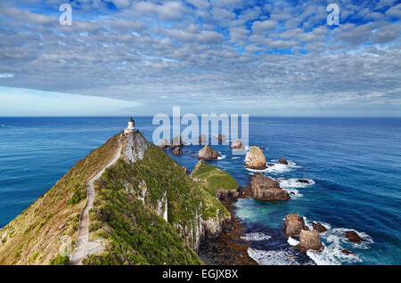 Nugget Point Lighthouse, Südinsel, Neuseeland Stockfoto
