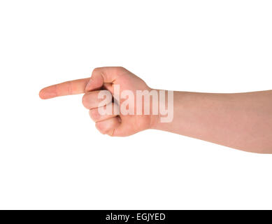 Finger Hand Zeigegeste isoliert Stockfoto