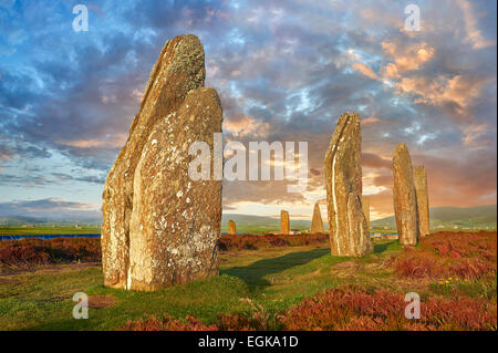 Ring of Brodgar, 2.500 bis ca. 2.000 v. Chr., eine neolithische Steinkreis oder Henge ein UNESCO-Weltkulturerbe, Orkney, Schottland Stockfoto