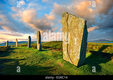 Ring of Brodgar, 2.500 bis ca. 2.000 v. Chr., eine neolithische Steinkreis oder Henge ein UNESCO-Weltkulturerbe, Orkney, Schottland Stockfoto