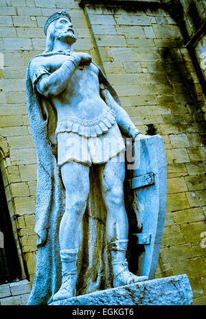 Statue von Alfonso II., König von Asturien. Kathedrale von San Salvador. Oviedo, Asturien, Spanien, Europa. Stockfoto