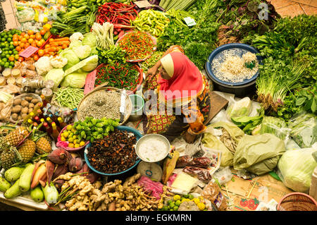 Zentrale Markthalle, Kota Bahru, Kelantan Zustand, Ost-Malaysia Stockfoto