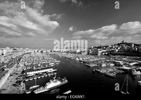 Panorama-Blick auf den Hafen von Marseille, Frankreich Stockfoto