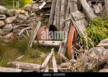 Südatlantik, Falkland-Inseln, Karkasse Insel, McGill Siedlung, alte redundante landwirtschaftliche Geräte Stockfoto