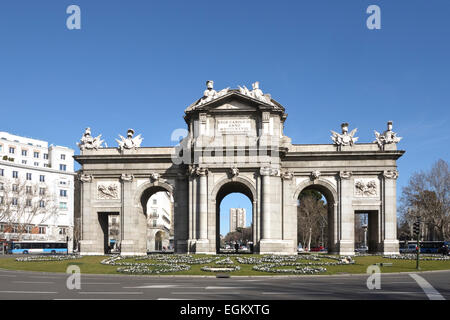 Puerta de Alcala, Alcalá, Plaza De La Independencia, Madrid, Spanien. Stockfoto