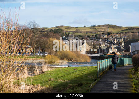 Fluß Teviot, Hawick Stockfoto