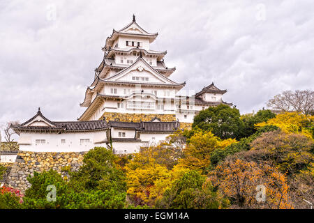 Burg Himeji, auch genannt White Heron Castle, im Herbst, Japan. Stockfoto