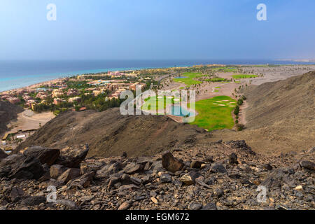 Ansicht von Taba Heights Golf Resort am Roten Meer gelegen mit Blick auf den Golf von Aqaba Stockfoto