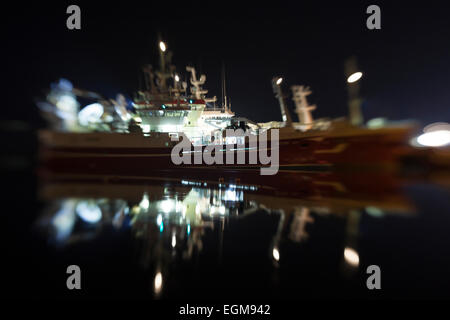 Killybegs Pier in der Nacht, Co. Donegal, Irland Stockfoto